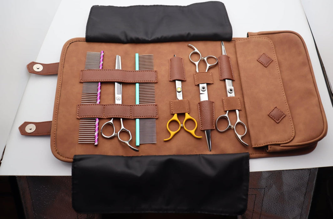 6 Scissor Leather roll up case